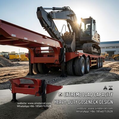 半低床トレーラー 60t 3軸低床トレーラー トラックコンテナ 高さ制限のあるエリアで適用 滑らかな運転
