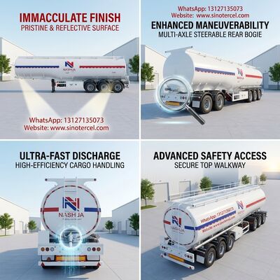 3Axles ホワイト オイルタンク 45CBM 負荷容量を持つ半トレーラー